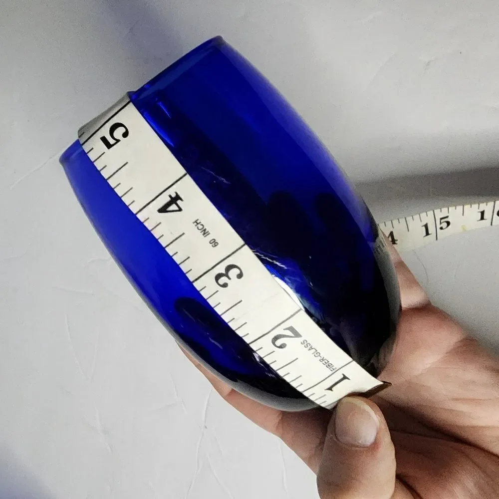 Vintage Cobalt Blue Flat Base Tumbler Roly Poly Style Bright Blue Tumbler